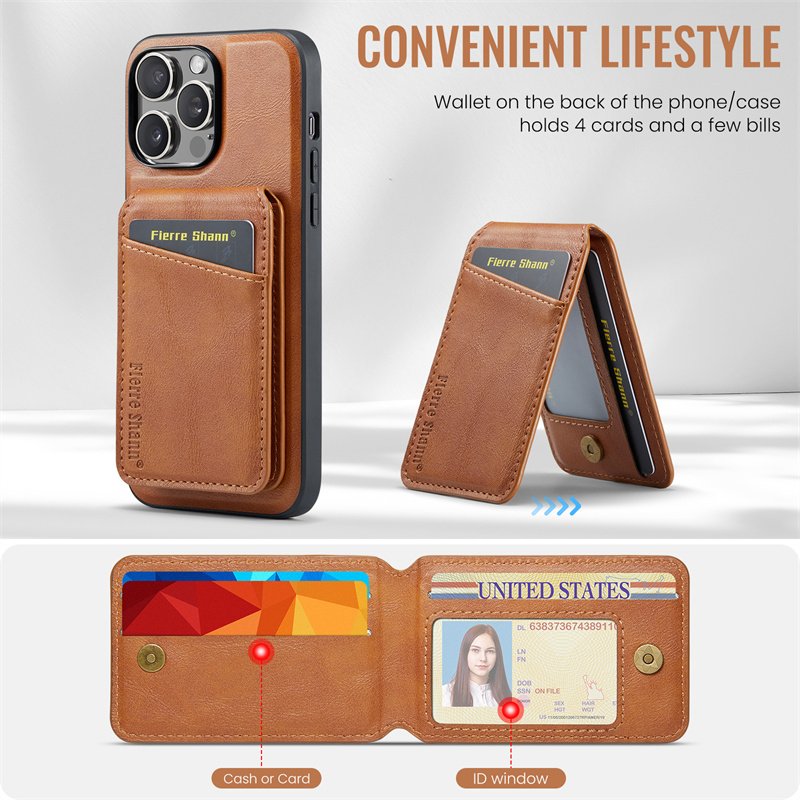 2 In 1 Magnetic Leather Phone Case for iPhone 15 14 13 12 11 Pro Max Plus Wireless Charging Cover Card Holder Cover