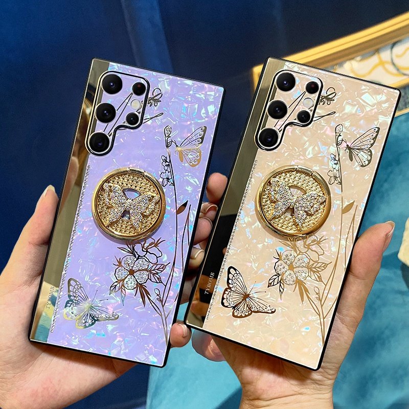 Luxury Glitter Butterfly Diamond Mobile Phone Case Cover Cute Bracelet Flower Phone Case For Samsung S21 S22 Plus 23 Ultra
