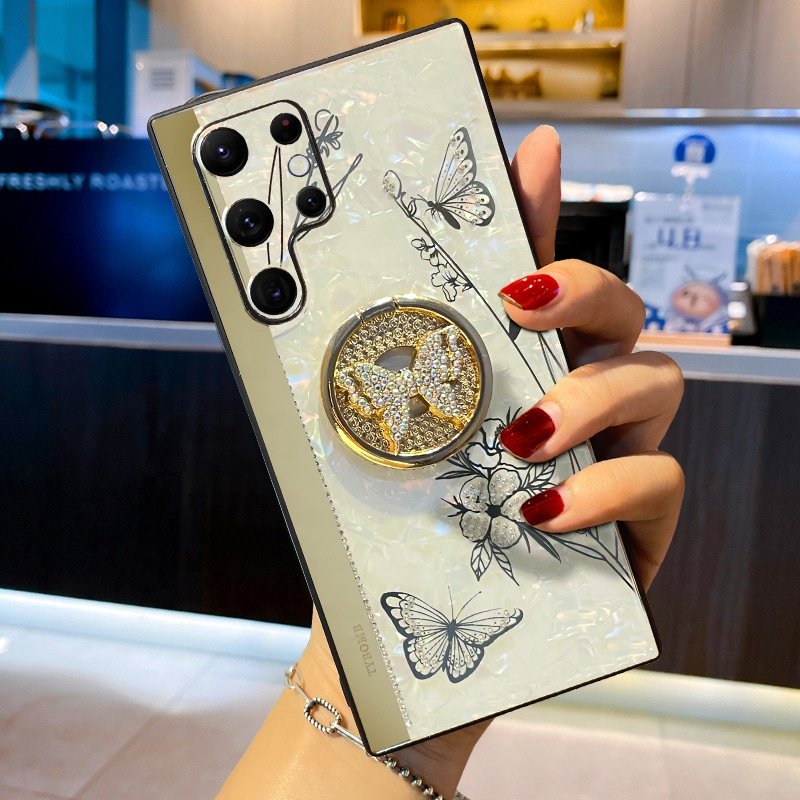 Luxury Glitter Butterfly Diamond Mobile Phone Case Cover Cute Bracelet Flower Phone Case For Samsung S21 S22 Plus 23 Ultra