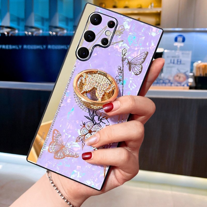 Luxury Glitter Butterfly Diamond Mobile Phone Case Cover Cute Bracelet Flower Phone Case For Samsung S21 S22 Plus 23 Ultra