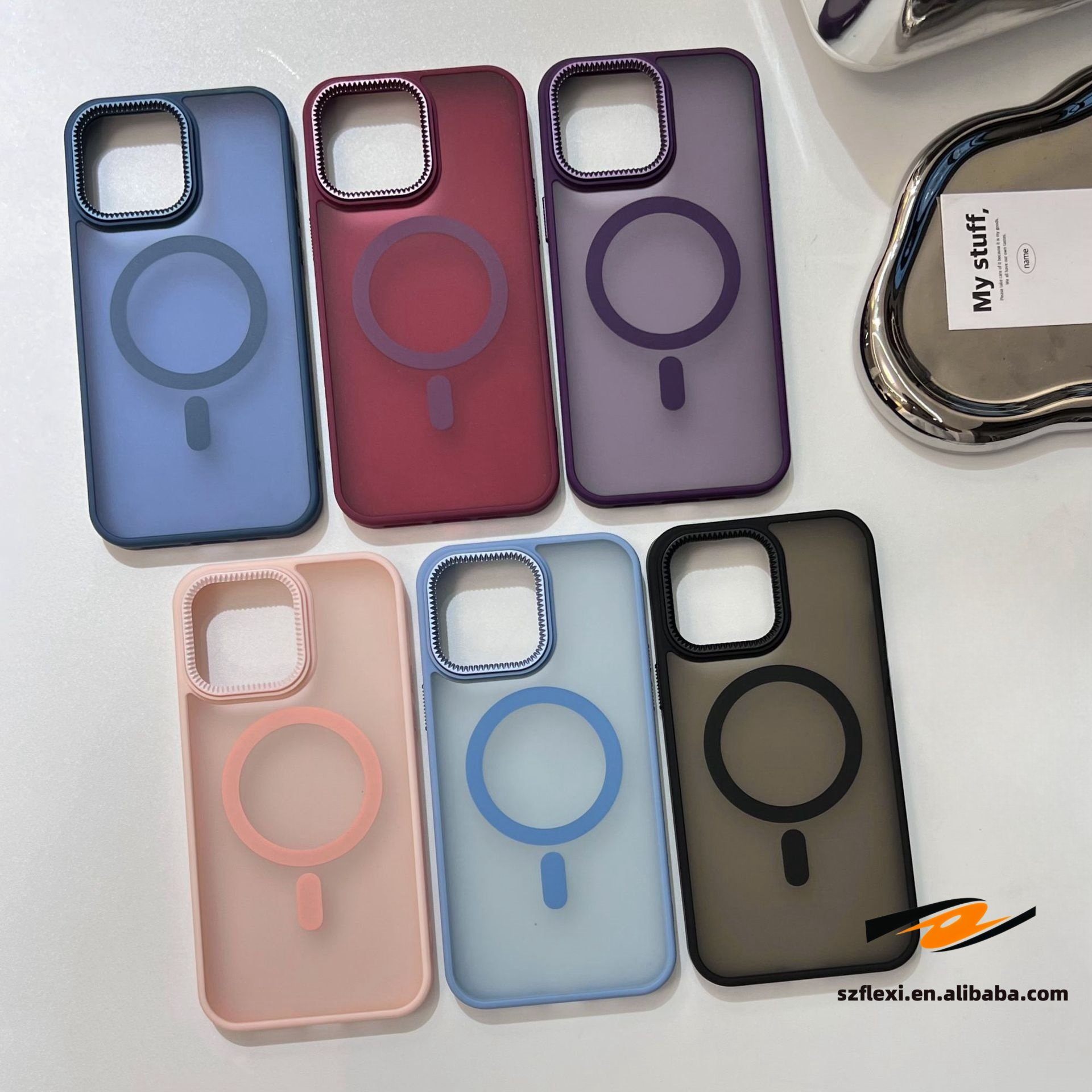 Acrylic TPU Hot Selling Gradient grid star Phone Case For 15 14 13 12 11 pro max Wireless Charging Magnetic Phone Cover