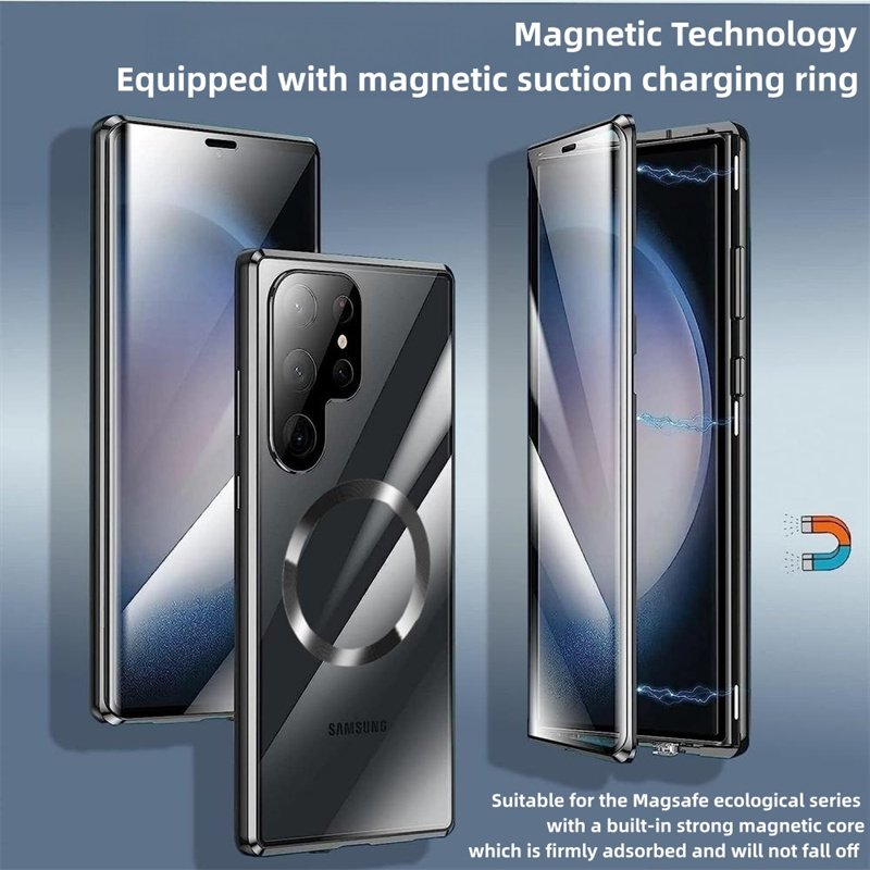 HD Screen Tempered Glass Full Protection Cover For Samsung S22 Ultra S23 Fe S24 Plus Aluminum Alloy Frame Anti fall Phone Case