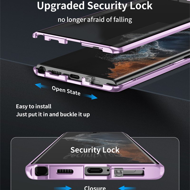 HD Screen Tempered Glass Full Protection Cover For Samsung S22 Ultra S23 Fe S24 Plus Aluminum Alloy Frame Anti fall Phone Case