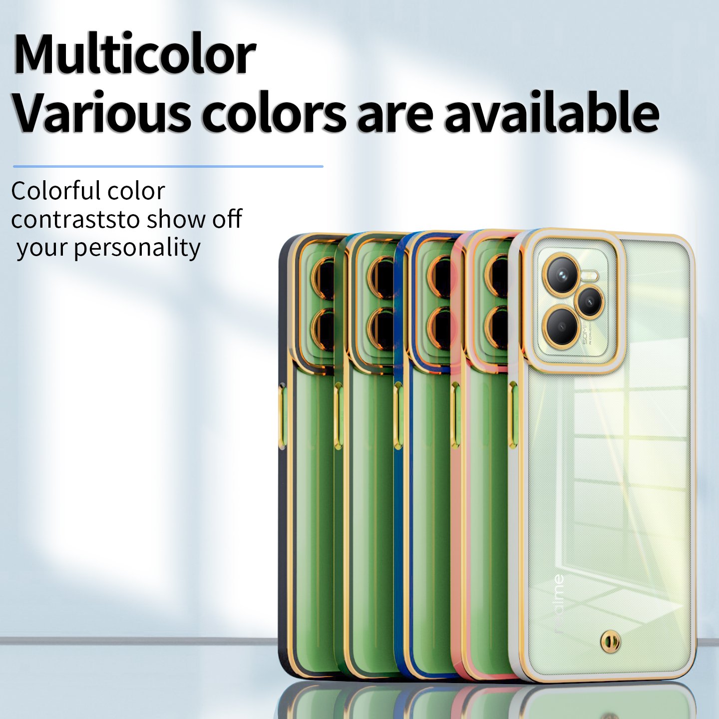Fashion luxury ShockProof Mobile Phone Cases Electroplating TPU Back Cover for Realme c35 c21y c20 realme5 x7 max 5g