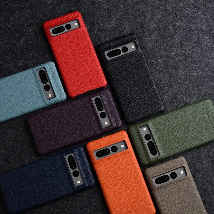 MELKCO Anti Fall Cover for Google Pixel 7 Pro 5G Genuine Cow Leather Coated PC Incomplete Mobile Phone Case