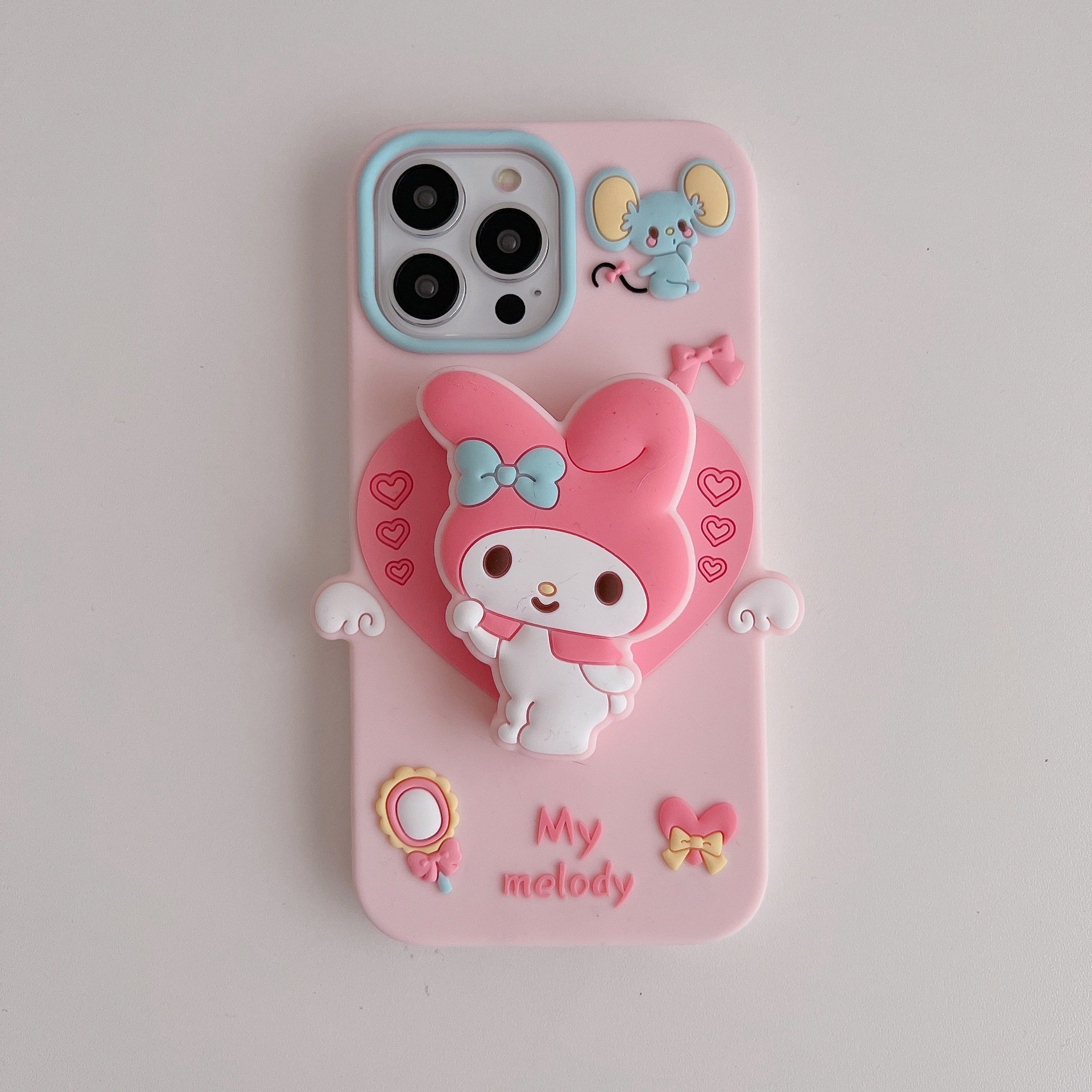 Wholesale Cute dog 3D holder Silicone Mobile Phone Case For iPhone 16 15 14 Pro max cartoon stand ring Shockproof Back cover