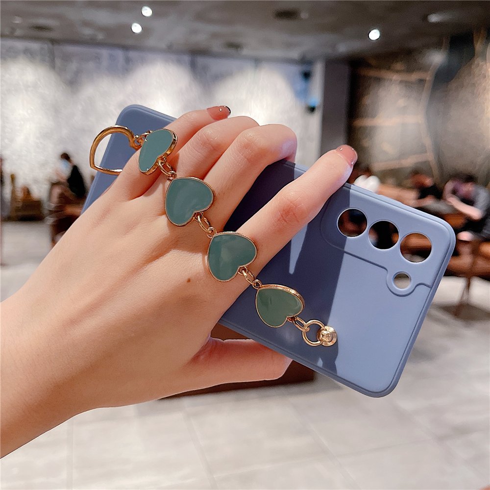 3D Love Heart Wrist Bracelet Phone Case For Samsung S23 S22 Plus Note 20 Ultra S20 FE A52 A72 A12 A42 A32 A51 A71 Silicone Cover
