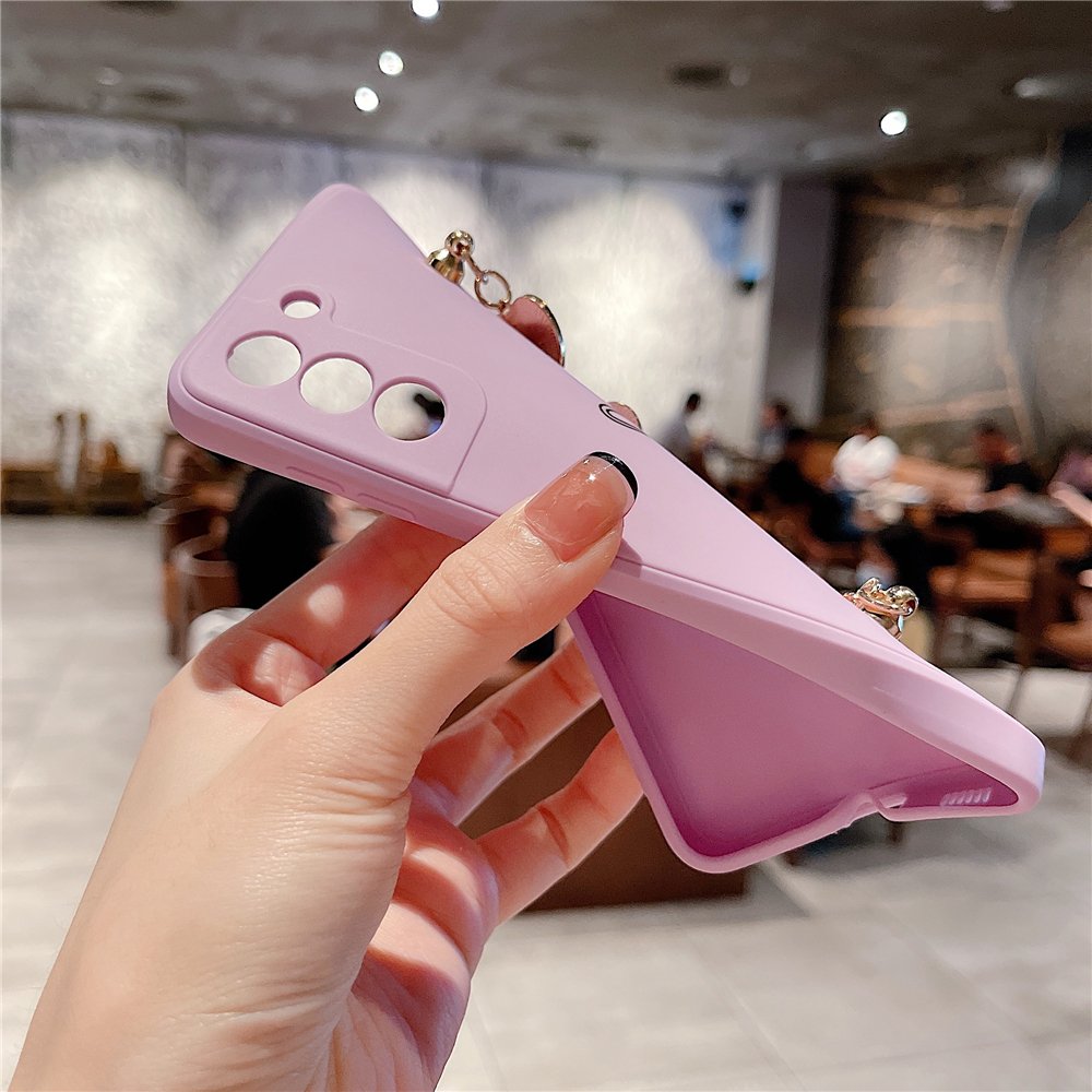 3D Love Heart Wrist Bracelet Phone Case For Samsung S23 S22 Plus Note 20 Ultra S20 FE A52 A72 A12 A42 A32 A51 A71 Silicone Cover