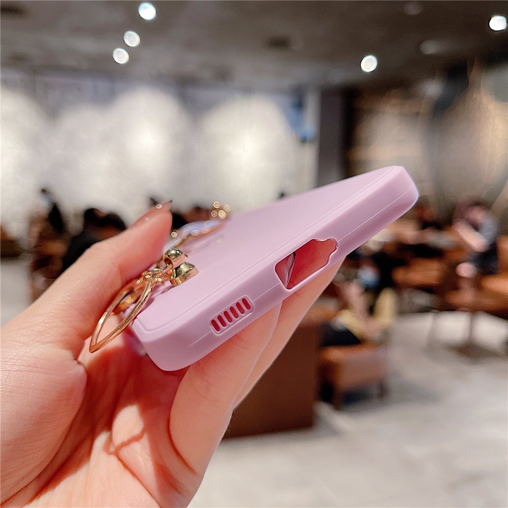 3D Love Heart Wrist Bracelet Phone Case For Samsung S23 S22 Plus Note 20 Ultra S20 FE A52 A72 A12 A42 A32 A51 A71 Silicone Cover