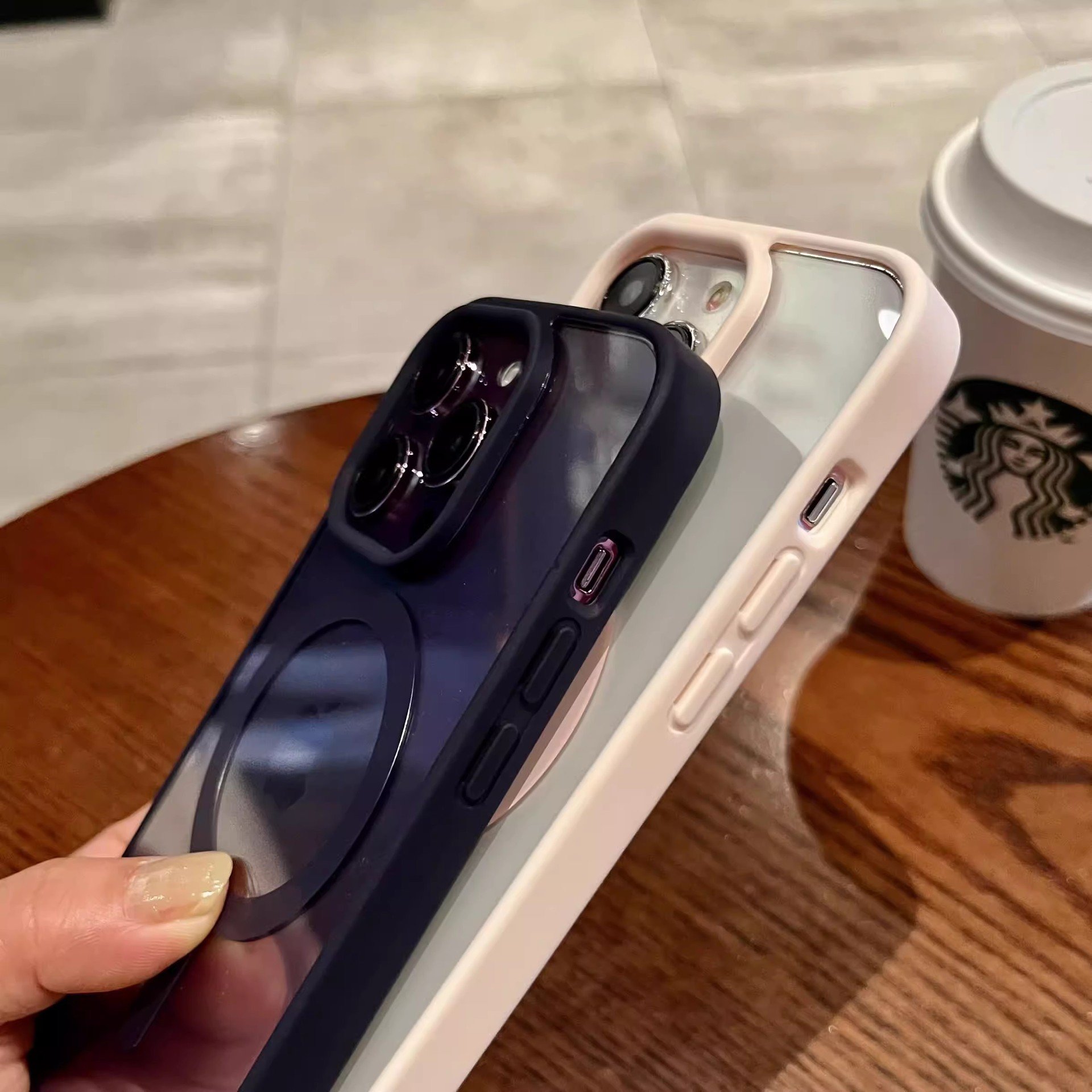 New Mobile Phone Cases for iPhone 16PROMAX 15 14p Lens Protective Cover Acrylic Skin Feel Macaron Magnetic Phone Accessories