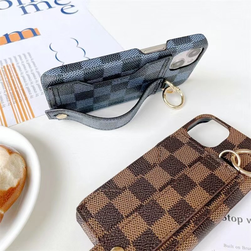 Luxury Trendy Plaid PU Leather Phone Case Stand For iPhone 15 14 13 12 11 Pro Max Customized Retail Includes Card Holder