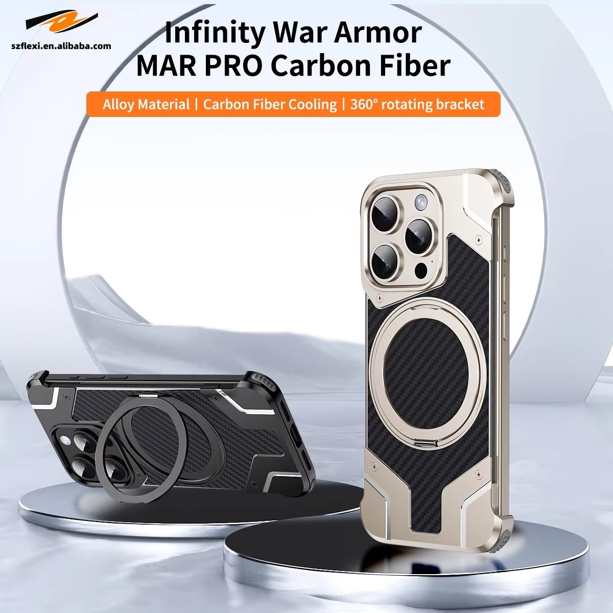 Carbon Fiber Metal Case for iPhone16 Pro Max For Samsung S24 Plus Magnetic 360 Rotating Bracket Aluminium Alloy Shockproof Case