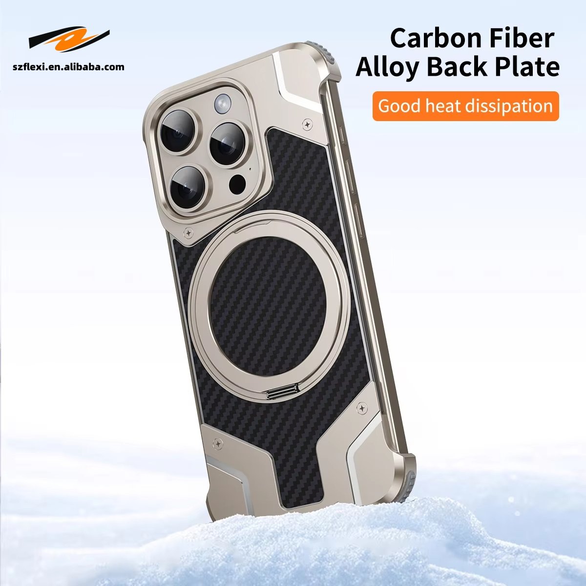 Carbon Fiber Metal Case for iPhone16 Pro Max For Samsung S24 Plus Magnetic 360 Rotating Bracket Aluminium Alloy Shockproof Case