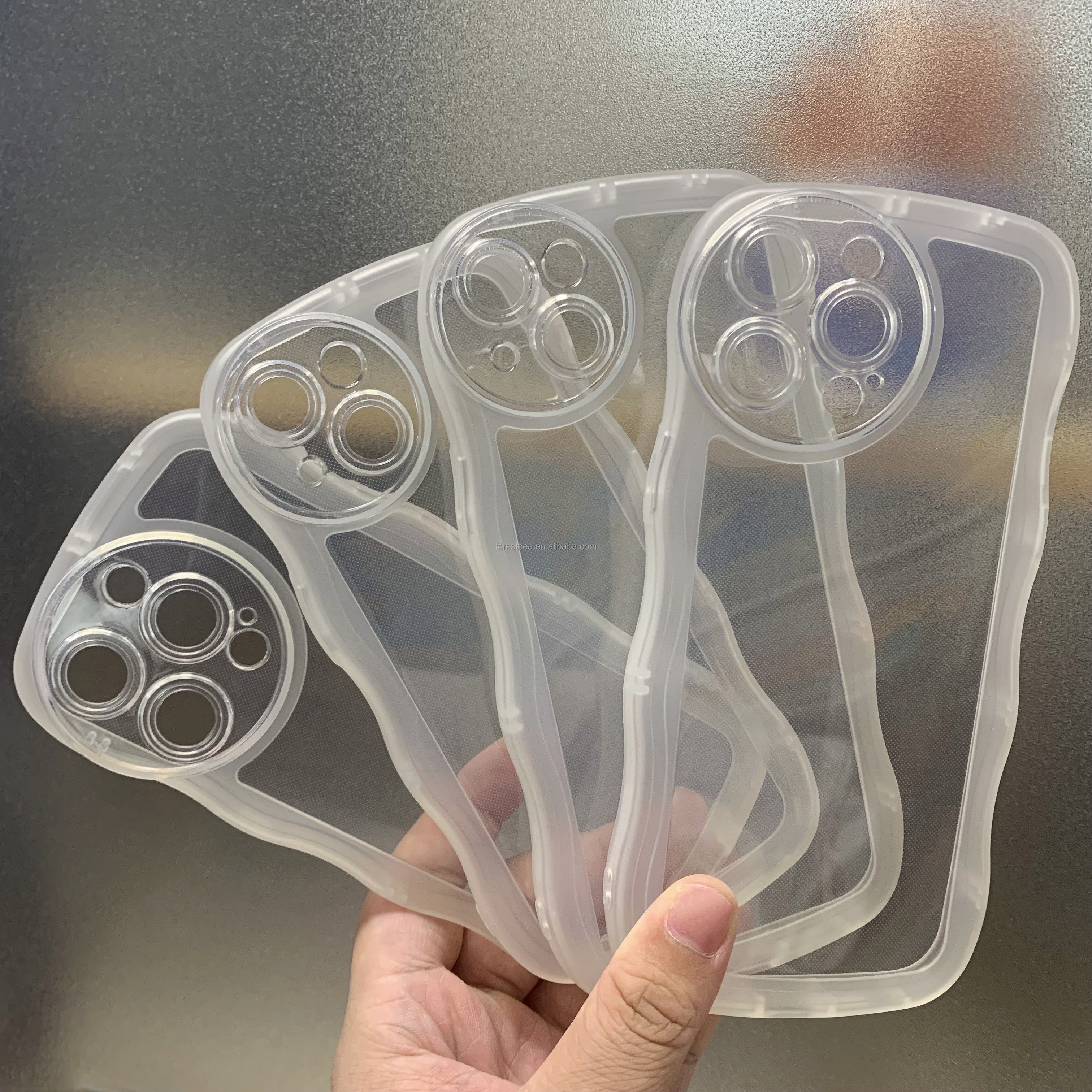 New Arrival TPU Wave Shaped Case For Iphone 15 14 pro Cute Women Like Waterproof Shockproof Mobile Phone Case With Camera