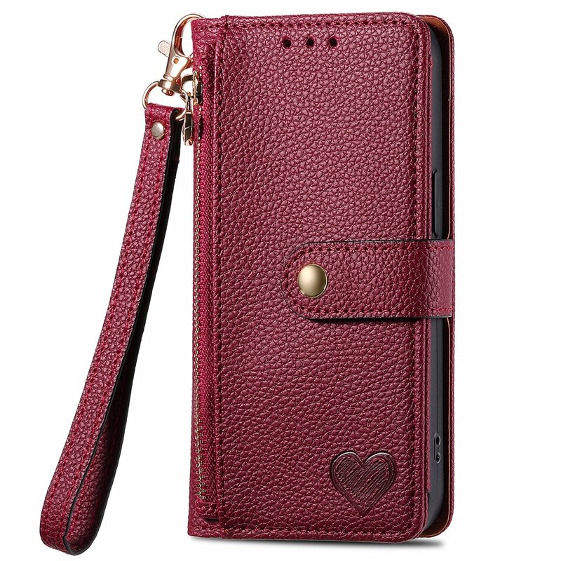 Lychee skin wallet case for One Plus Nord CE4, For Nothing Phone 2A Credit card Pouch case with Rope