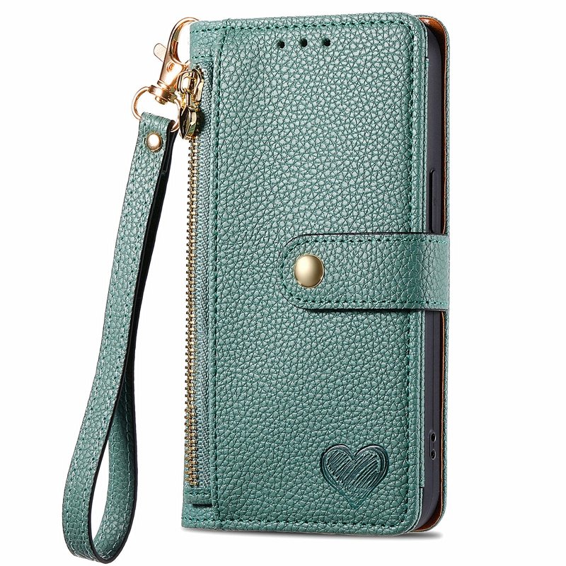 Lychee skin wallet case for One Plus Nord CE4, For Nothing Phone 2A Credit card Pouch case with Rope