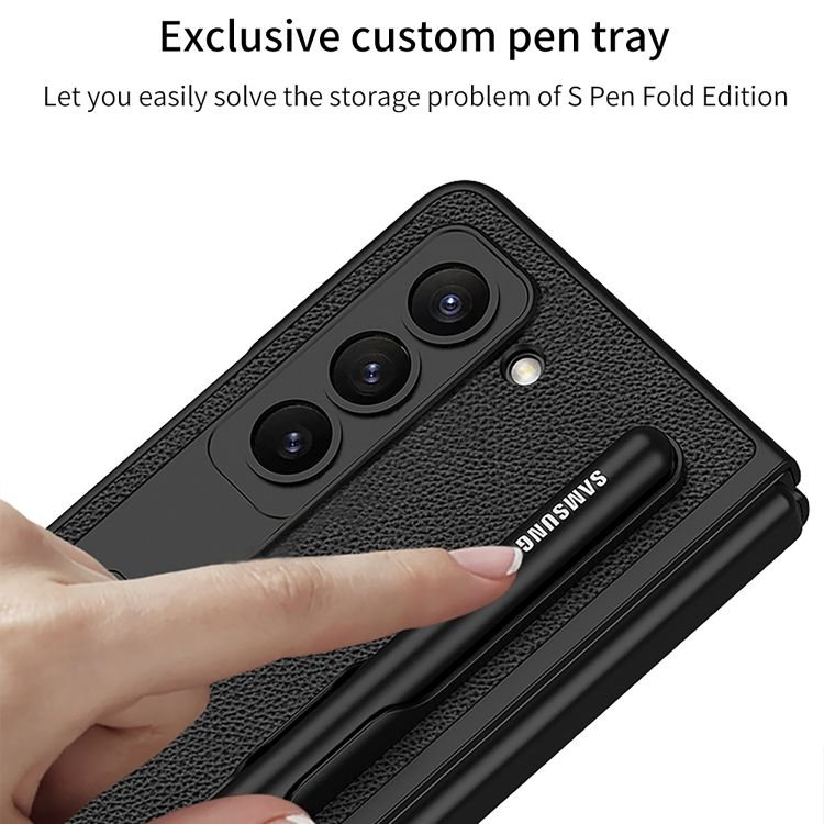 For Samsung Z Fold 5 phone case ultra-thin With front Case leather stand pen slot For Galaxy z fold 5 protective case
