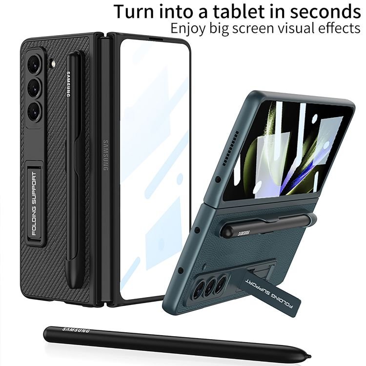 For Samsung Z Fold 5 phone case ultra-thin With front Case leather stand pen slot For Galaxy z fold 5 protective case
