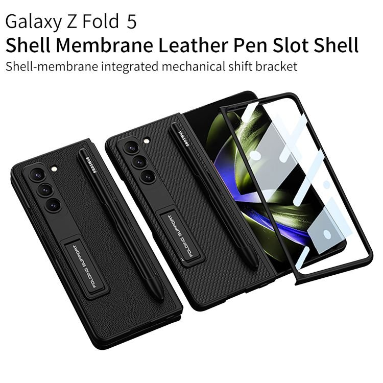 For Samsung Z Fold 5 phone case ultra-thin With front Case leather stand pen slot For Galaxy z fold 5 protective case