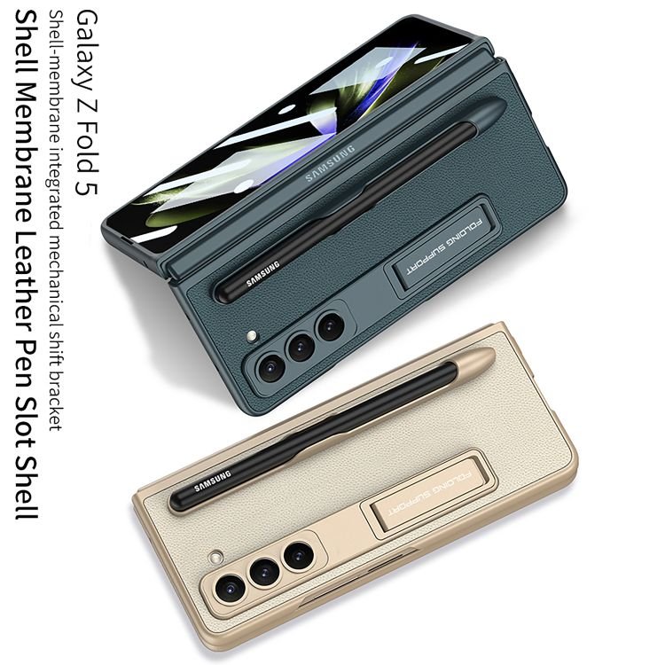 For Samsung Z Fold 5 phone case ultra-thin With front Case leather stand pen slot For Galaxy z fold 5 protective case