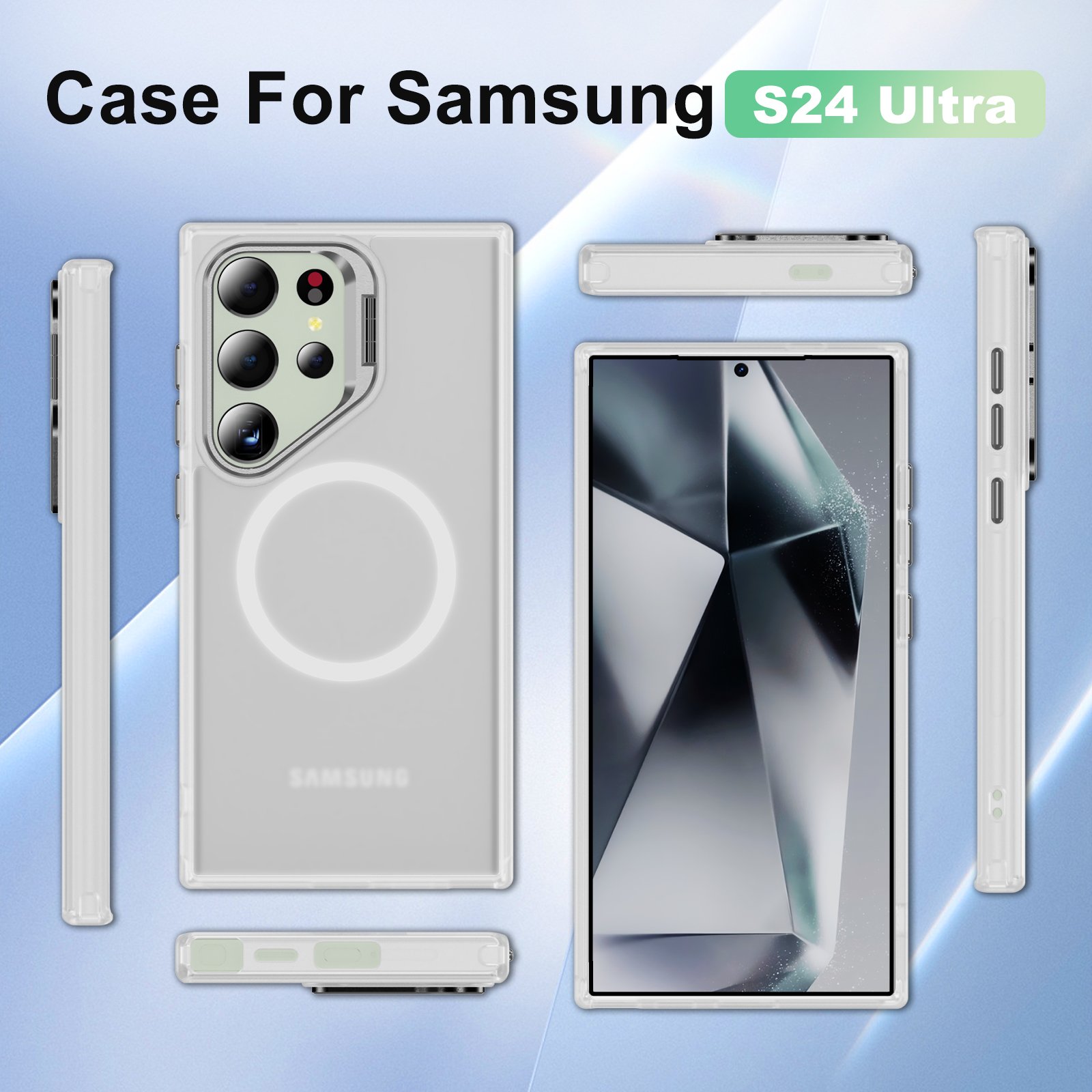Skin Feeling Mobile Phone Cases With Camera Stand For Samsung Galaxy S24 Shock Absorbing Back Phone Cover Case For S24 Ultra
