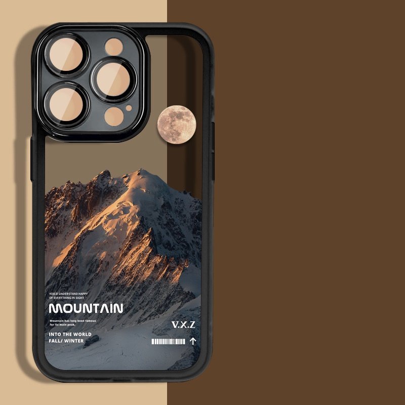 Scenery non-slip Full Lens protective film clear snow mountain mobile phone case for iphone 16 15 14 13 12 11 pro max back cover