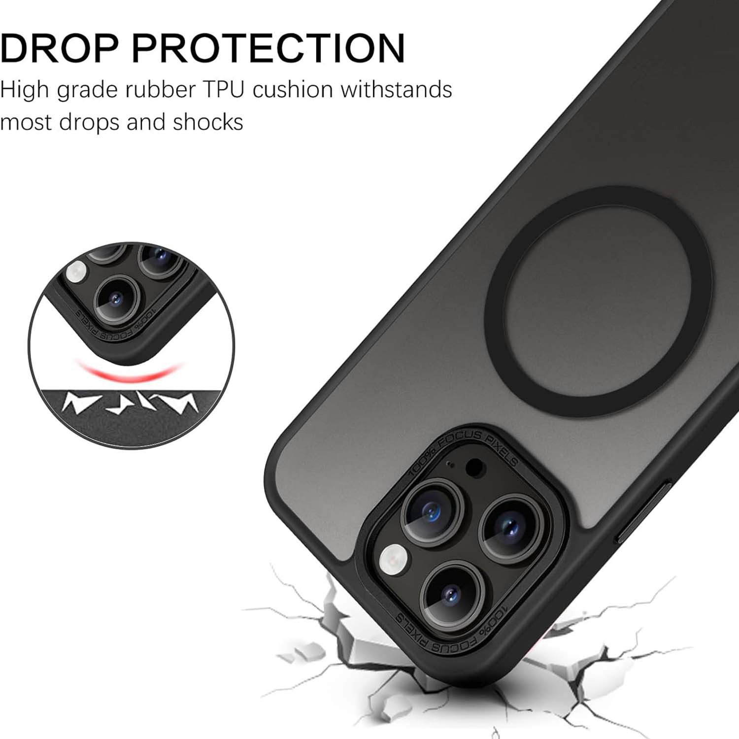 High Quality Magnetic Charging Hard PC Matte Mobile Phone Case For iPhone 15 Pro Max 14 13 12 11 Phone Cover
