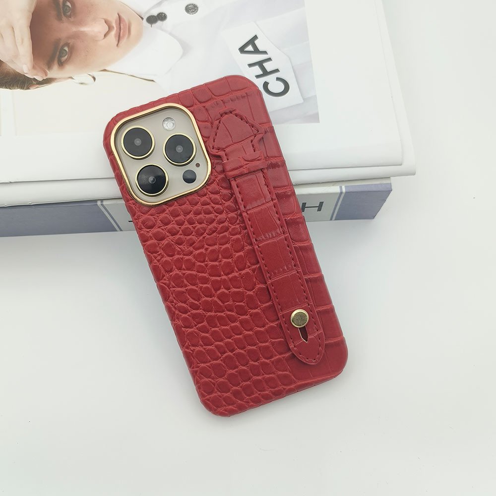 Crocodile pattern leather metal gold border mobile phone case for iphone 14 14Pro 14promax 13 13Pro 13phone case