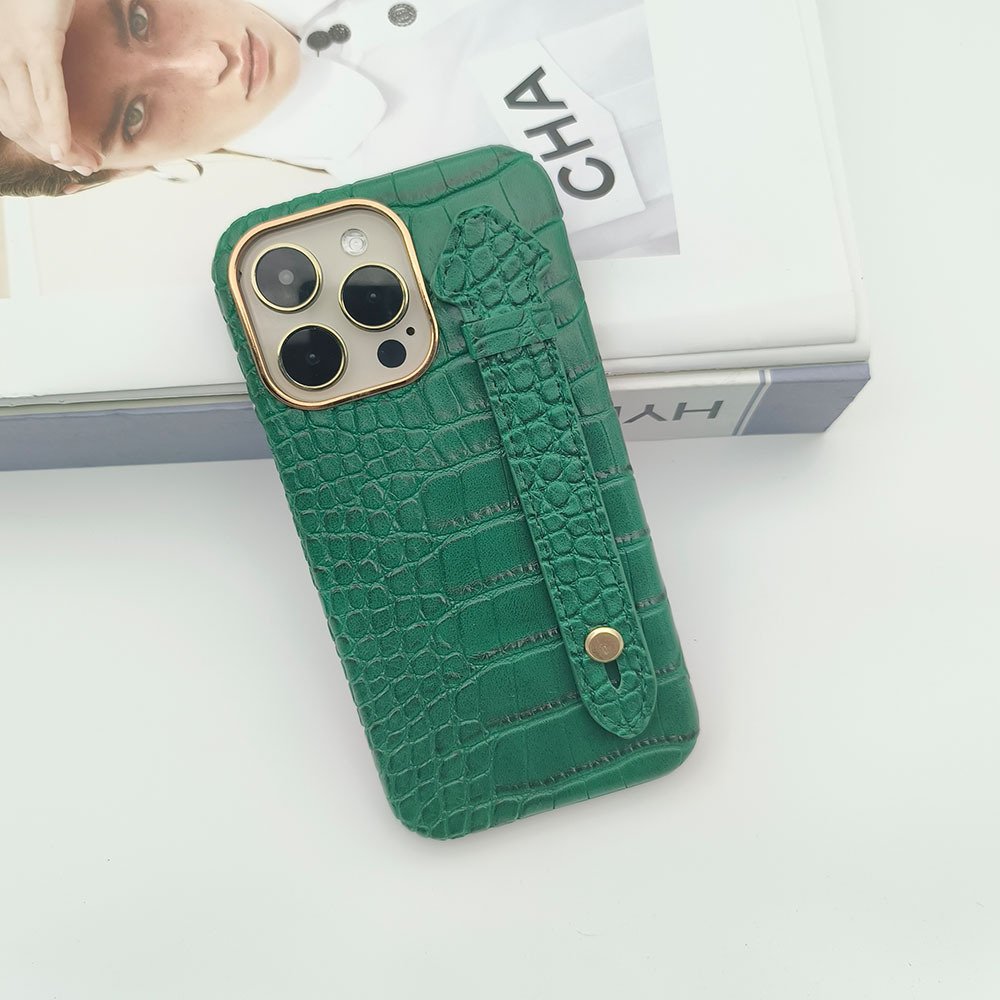 Crocodile pattern leather metal gold border mobile phone case for iphone 14 14Pro 14promax 13 13Pro 13phone case
