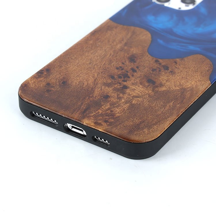 Wood Cell Phone Bag Custom Llogo Epoxy Resin Mobile Phone Case For IPhone 7plus 11 pro max 12