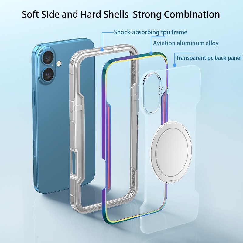New aluminum alloy anti-fall call phone case magnetic bracket mobile phone case suitable for iphone 16 pro max phone case 15 14