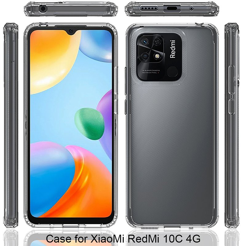 Mi10A 9C 10C Scratch Resistant Acrylic 1.5mm Transparent Mobile Phone Case for RedMi 10C 4G