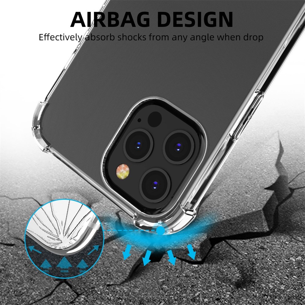 Transparent TPU Phone Case for iPhone 13 Pro Max 14 Pro Max Shockproof Silicone Clear Cover Case for iPhone 16 Case