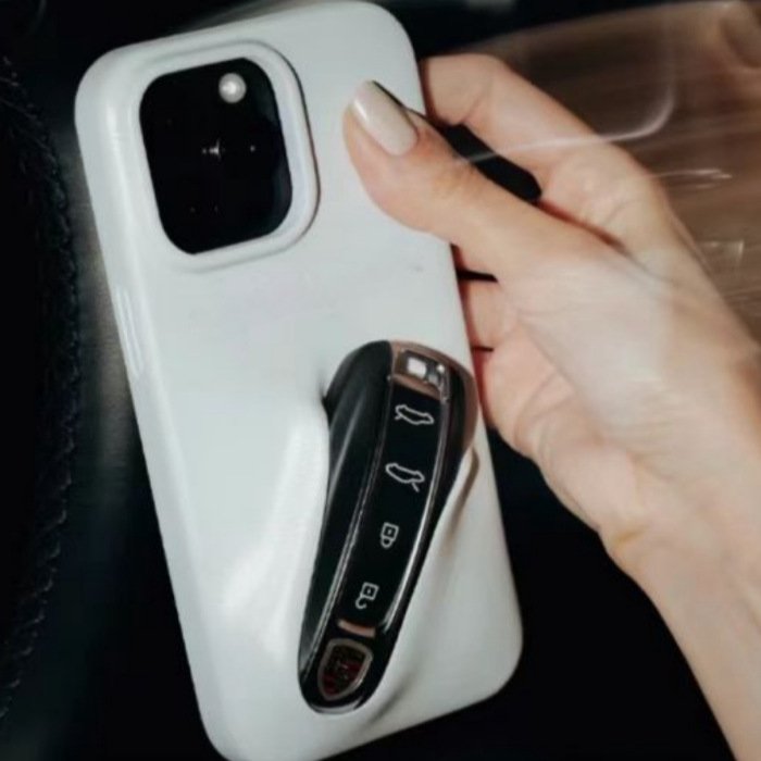New Design Insertable Car Key Phone Case for iPhone 15 pro max Solid Color Liquid Silicone Minimal Key Cover Phone Accessories