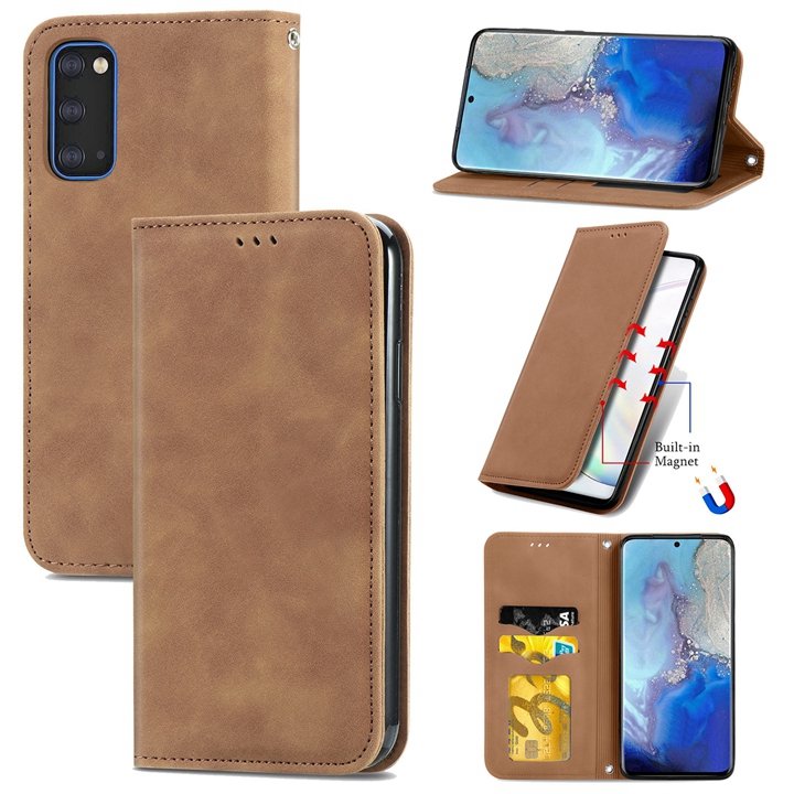 Cards Slot Retro Matte Magnetic Flip Leather Case For Samsung Galaxy S21 Plus S20 Ultra A41 A01 Core M01 A7 2018 Wallet Cover