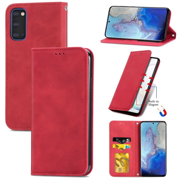Cards Slot Retro Matte Magnetic Flip Leather Case For Samsung Galaxy S21 Plus S20 Ultra A41 A01 Core M01 A7 2018 Wallet Cover