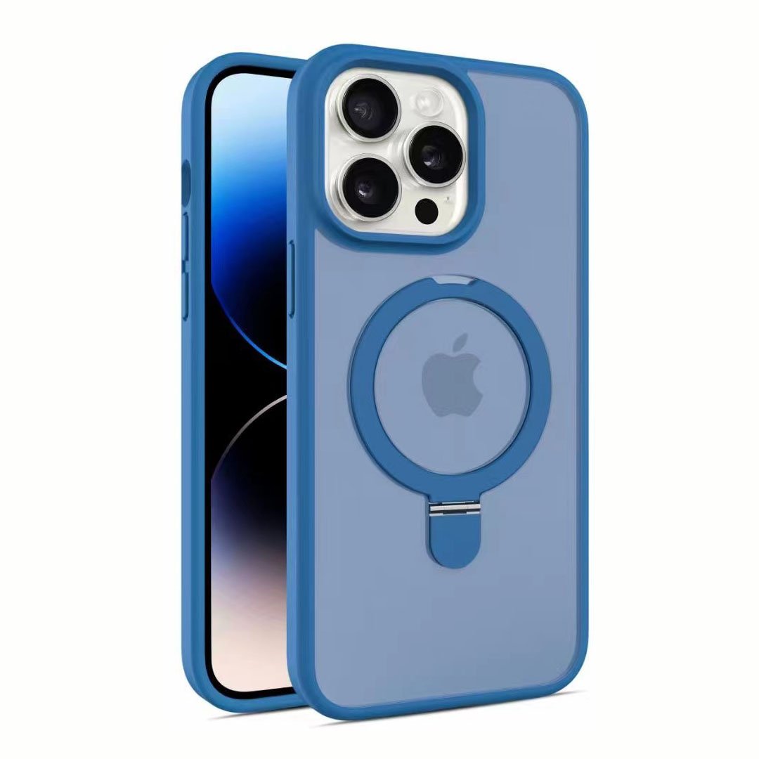 Suitable for iPhone15promax phone case bracket magnetic suction 15pro all-inclusive 13pro skin feeling frosted fulcrum shell 14