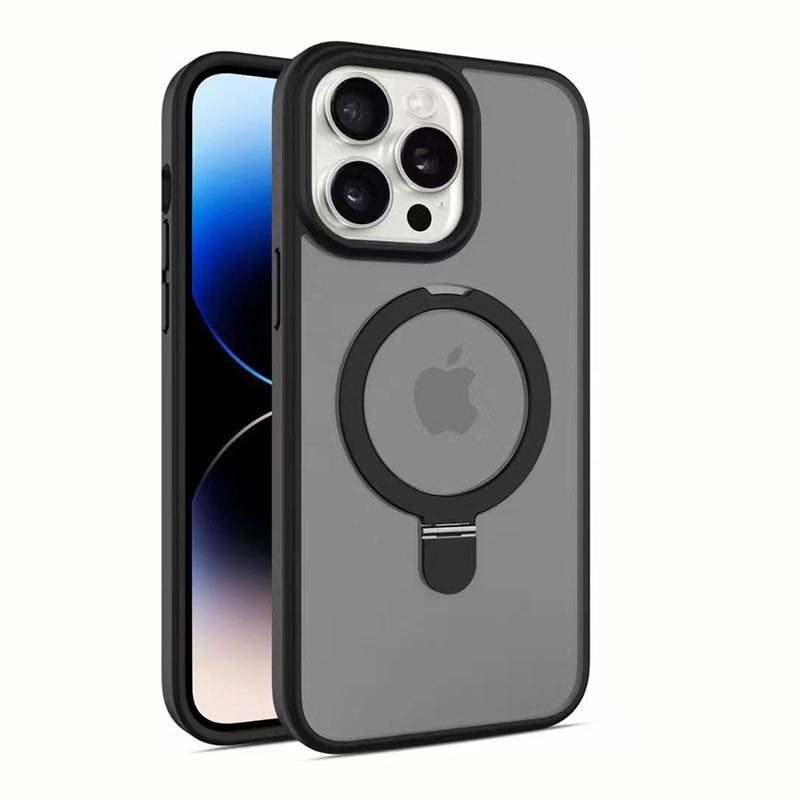 Suitable for iPhone15promax phone case bracket magnetic suction 15pro all-inclusive 13pro skin feeling frosted fulcrum shell 14