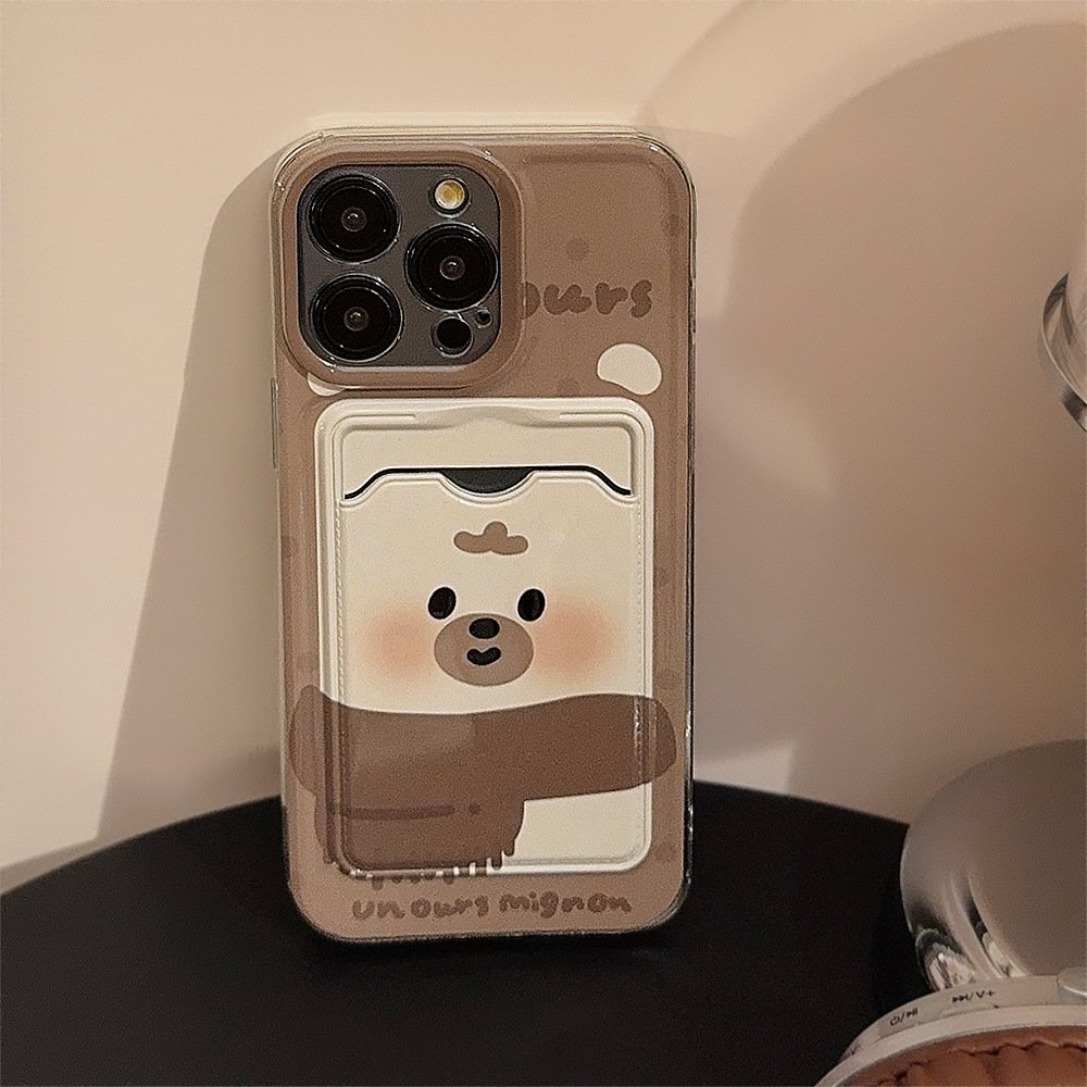 Cute Mobile Phone Accessories Case With Card Holder Cover For iPhone 15 14 13 11 12 pro Max XS XR 7 8 Plus SE Custom Design
