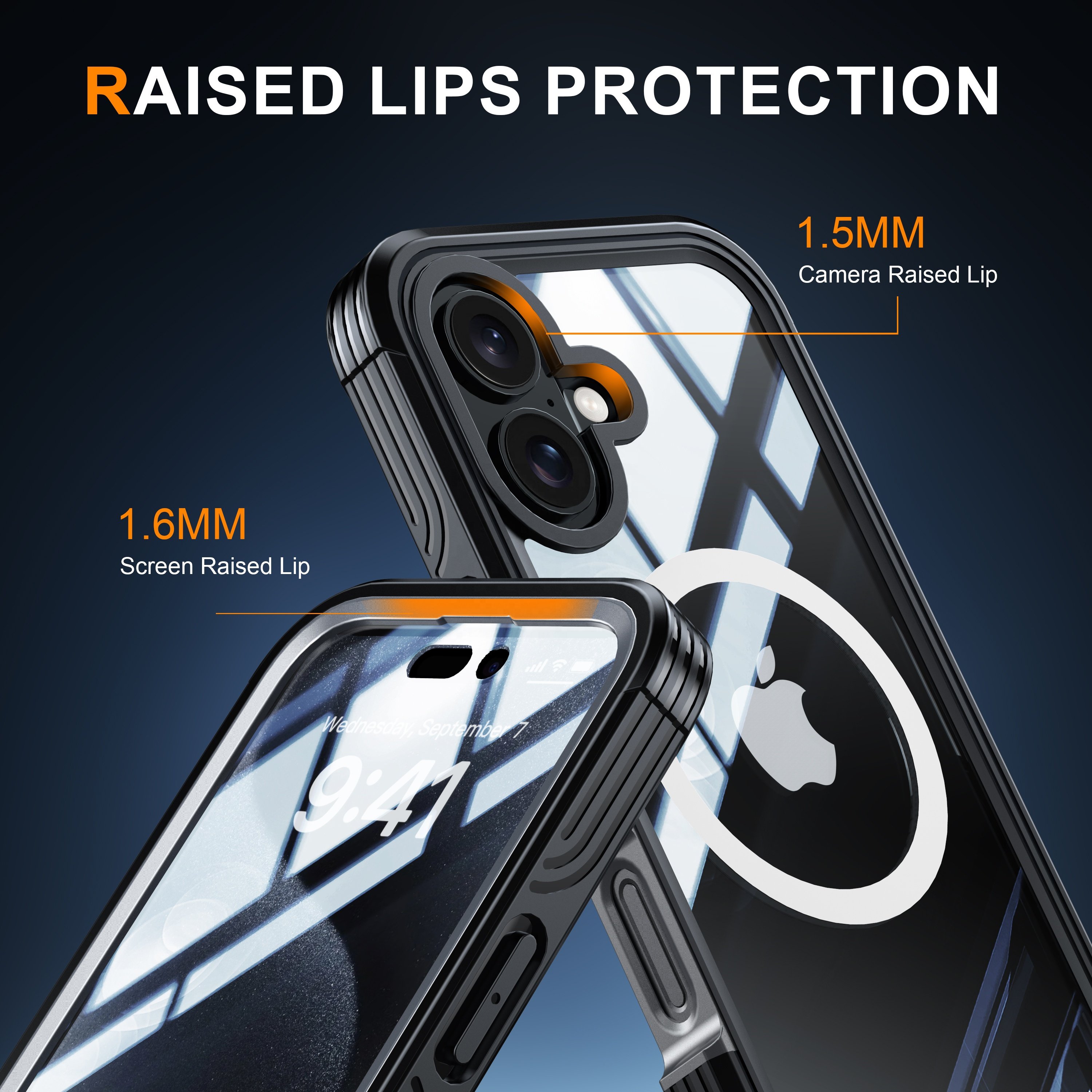 Dual Side 360 Full Cover Protection Magnetic TPU Phone Case for iPhone 16 Pro Max Includes Glass Screen Protector-Model XS