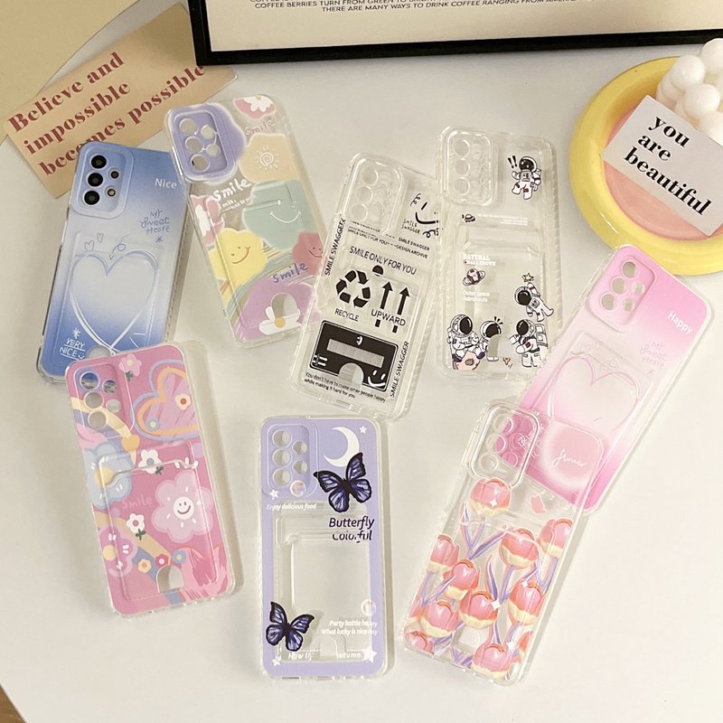 2023 New Painted Card Clear Soft TPU Mobile Phone Case For iPhone 15 14 13 12 11 Pro Max XS 7 8 plus Cartoon Space Flower Cover