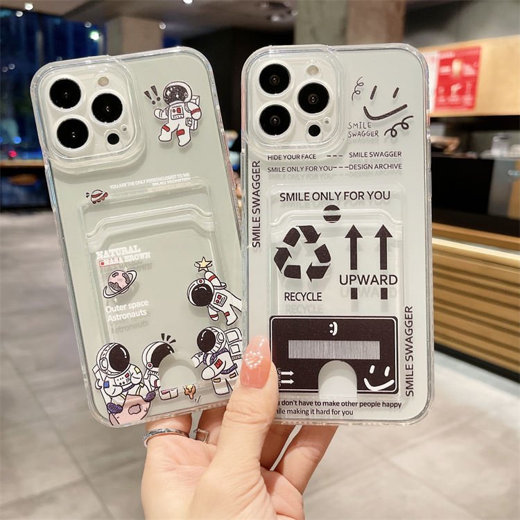 2023 New Painted Card Clear Soft TPU Mobile Phone Case For iPhone 15 14 13 12 11 Pro Max XS 7 8 plus Cartoon Space Flower Cover