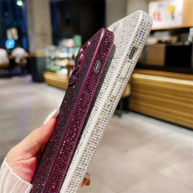 Luxury Full Lens Protection Cover Glitter Shiny Diamond Shockproof Mobile Phone Case for iPhone 11 12 13 14 15 16 Pro Max Case