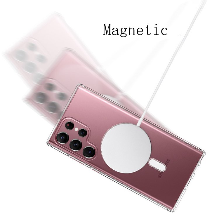 Luxury clear Crystal shockproof Magnetic mobile Phone Case For Samsung Galaxy S24 plus back cover