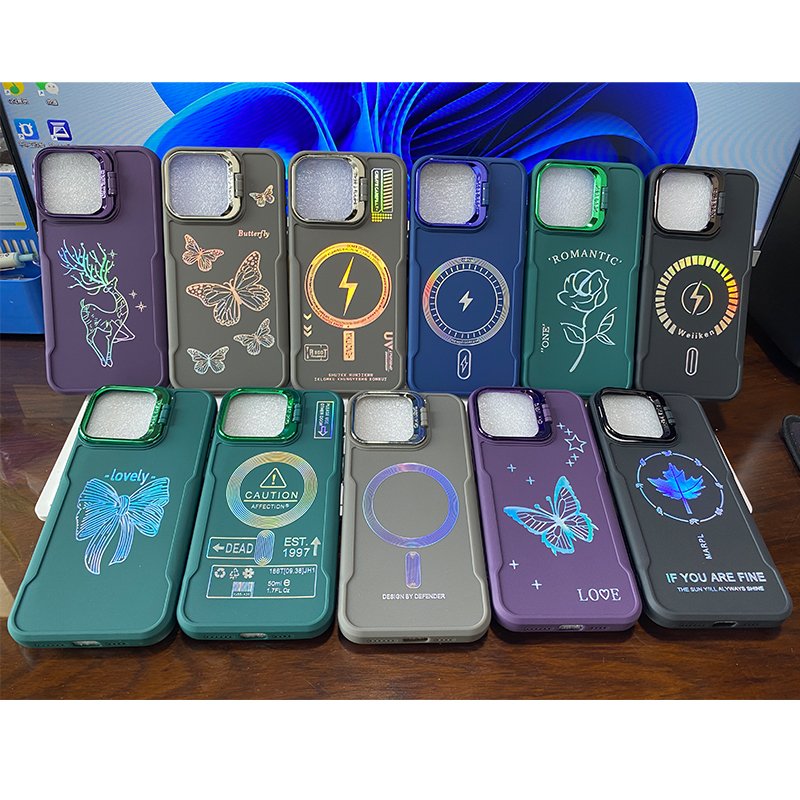 so cool gradient color camera stand soft tpu laser print silicone mobile phone cases for iPhone16 15 14 13