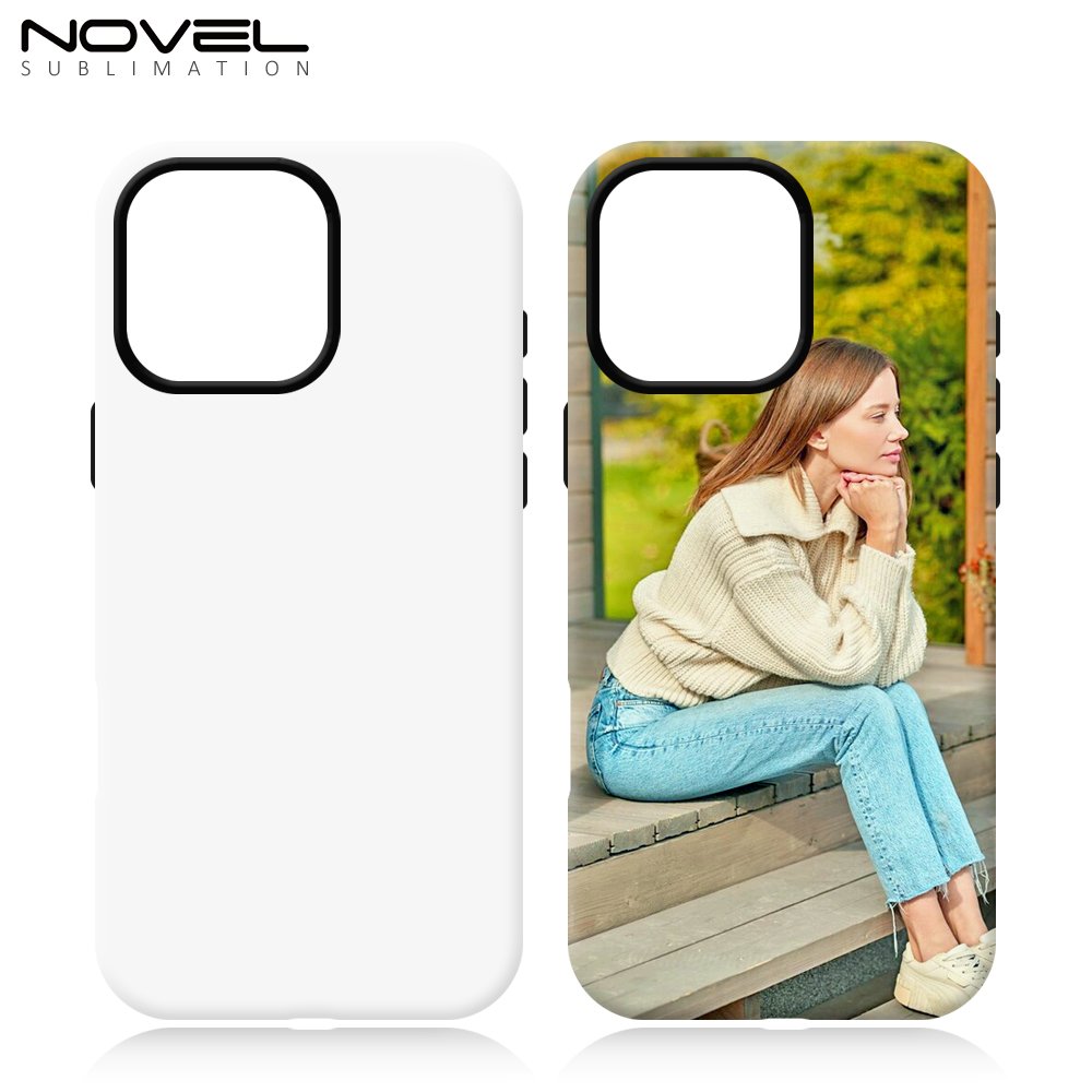 Tough Phone Case for Iphone 16/16 pro/16 pro max/16 plus DIY Custom Anti-fall 3D 2in1 TPU+PC Film Blank Sublimation Phone Cover