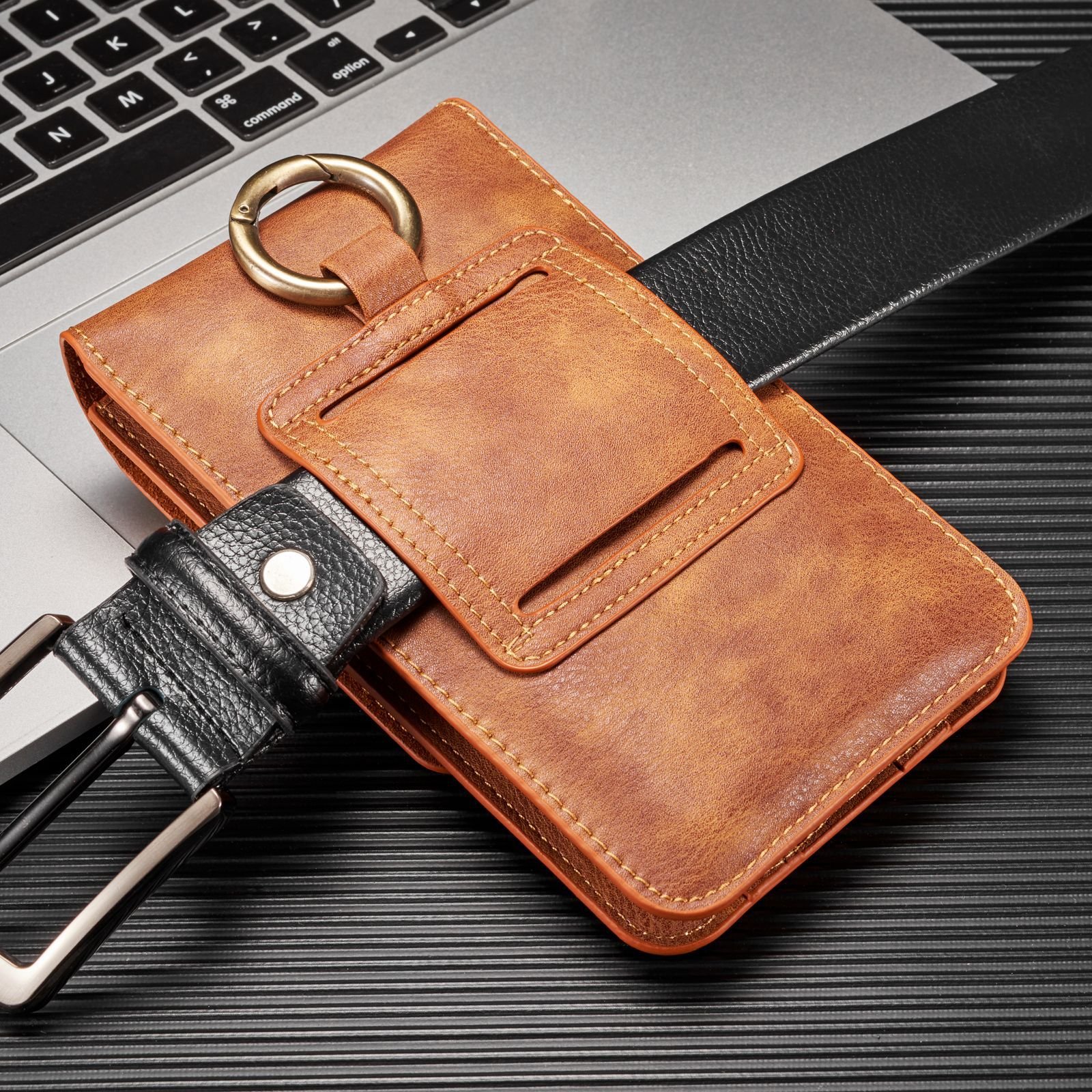Luxury Retro PU Leather Universal Mobile Phone Case with Belt Buckle bag For iPhone 15 for Samsung pouch case for Huawei