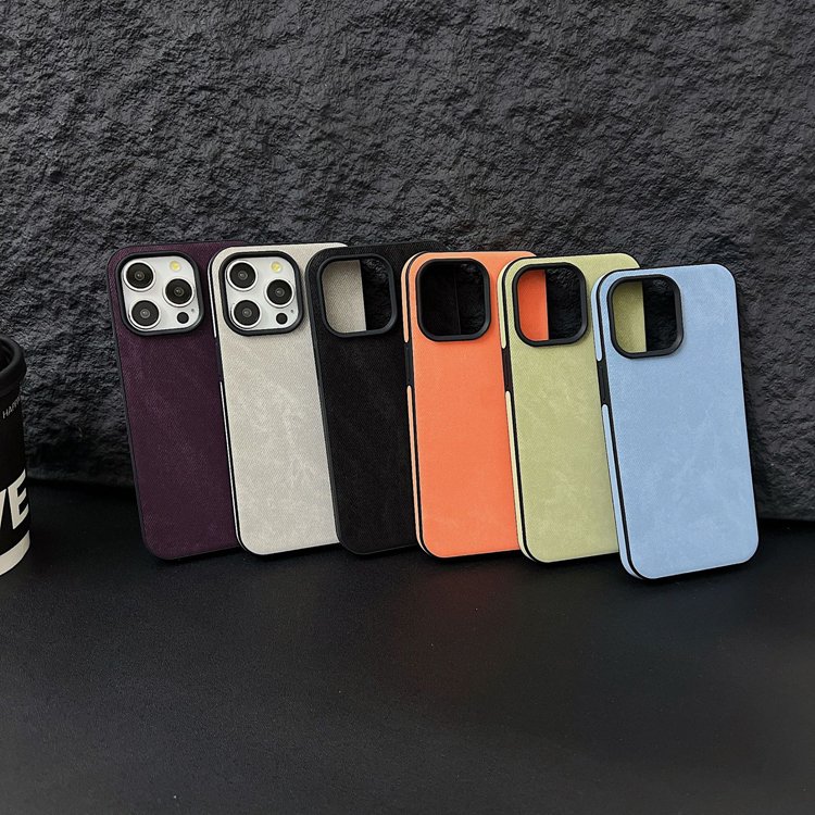 Premium Fabric Slim PU Leather Shockproof Bumper Phone Case For iPhone 11 12 13 14 15 Pro Max