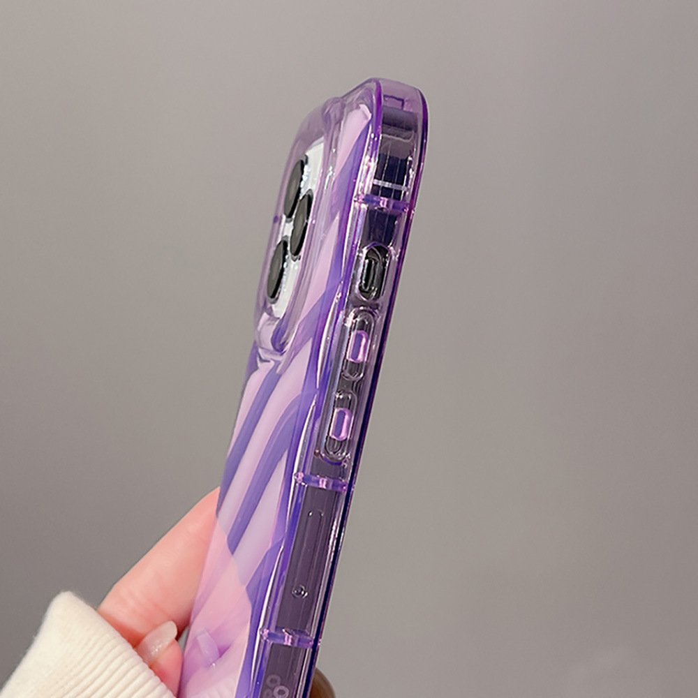 Luxury Mobile Phone Case Curve Wave for iPhone 16 Pro Max 15 14 13 Cover for Girls Soft Shinning Water Ripple Design Phone Case