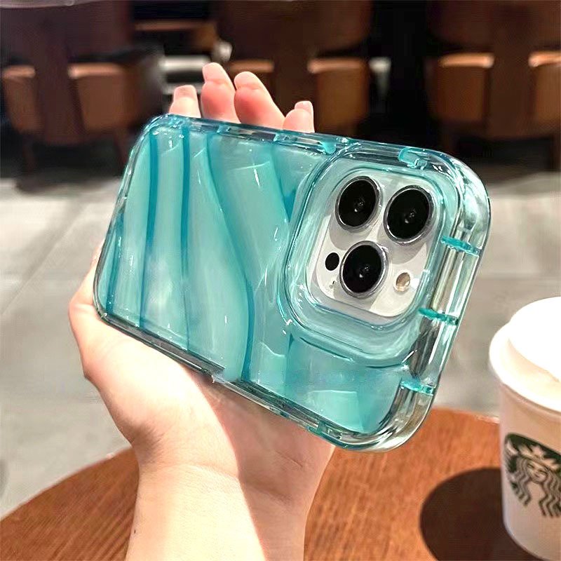 Luxury Mobile Phone Case Curve Wave for iPhone 16 Pro Max 15 14 13 Cover for Girls Soft Shinning Water Ripple Design Phone Case